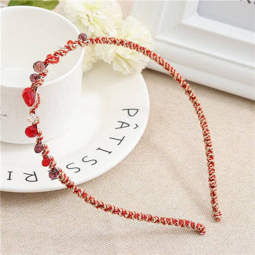 2019 Fashion Handmade Crystal Pearl Beaded Hair Band Girl Women Headwear Hair Accessories Headwear Pearl Flower Headband