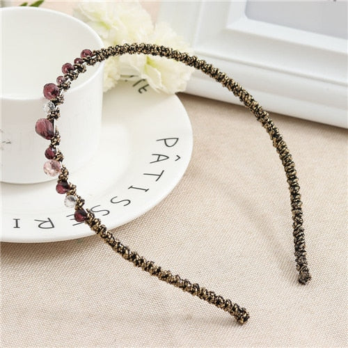 2019 Fashion Handmade Crystal Pearl Beaded Hair Band Girl Women Headwear Hair Accessories Headwear Pearl Flower Headband