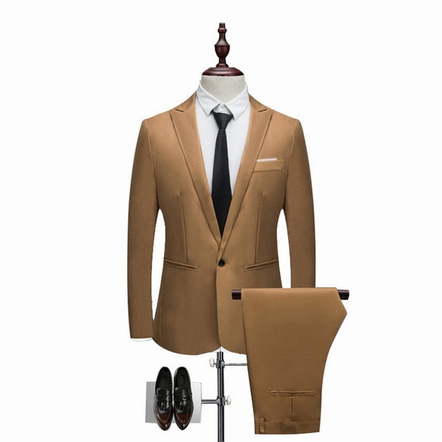 2019 Men's Blazer Suit Sets Wedding Business Groomsman Dress Suit Pants Vest Sets Male Blazers Slim Suits Jacket Pants Formal