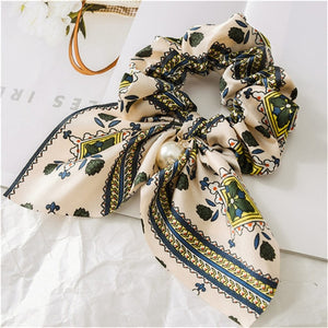 2019 New Chiffon Bowknot Silk Hair Scrunchies Women Pearl Ponytail Holder Hair Tie Hair Rope Rubber Bands Hair Accessories