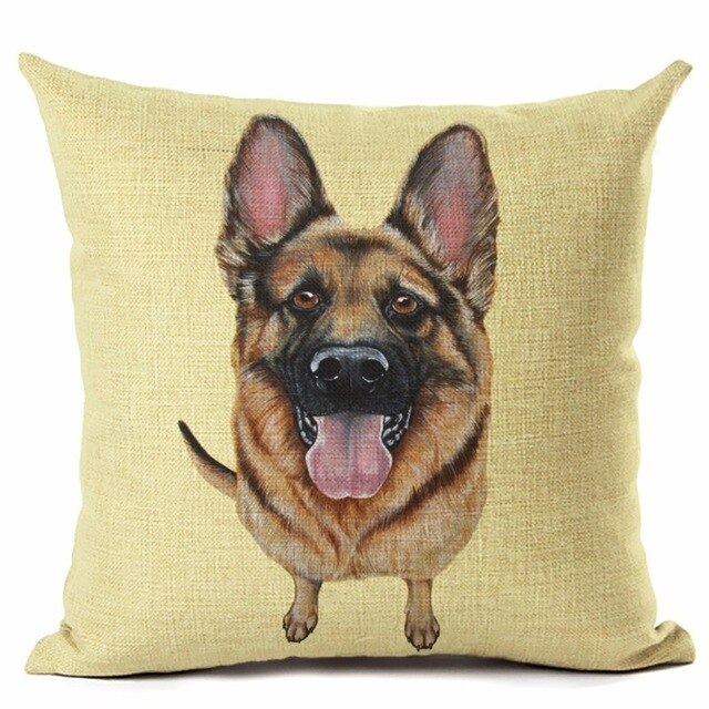 Big Head DOG Printed Linen Cotton Cushion Cover Square Home Decor Homeware Throw Pillow Cases Bedroom Sofa Decorative Cojines