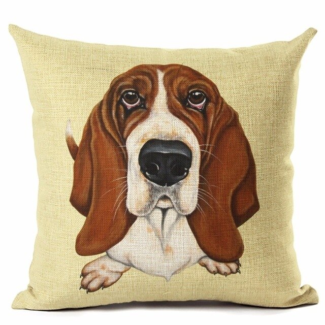 Big Head DOG Printed Linen Cotton Cushion Cover Square Home Decor Homeware Throw Pillow Cases Bedroom Sofa Decorative Cojines