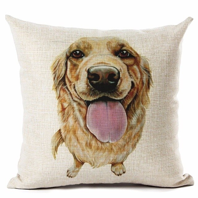 Big Head DOG Printed Linen Cotton Cushion Cover Square Home Decor Homeware Throw Pillow Cases Bedroom Sofa Decorative Cojines