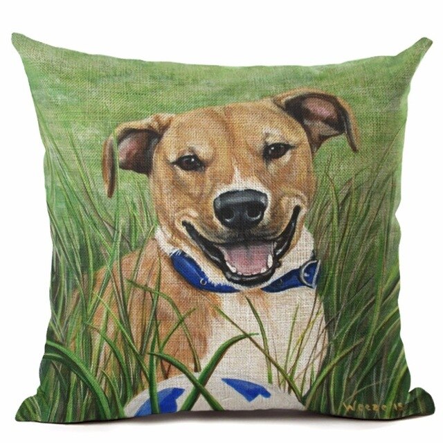 Big Head DOG Printed Linen Cotton Cushion Cover Square Home Decor Homeware Throw Pillow Cases Bedroom Sofa Decorative Cojines