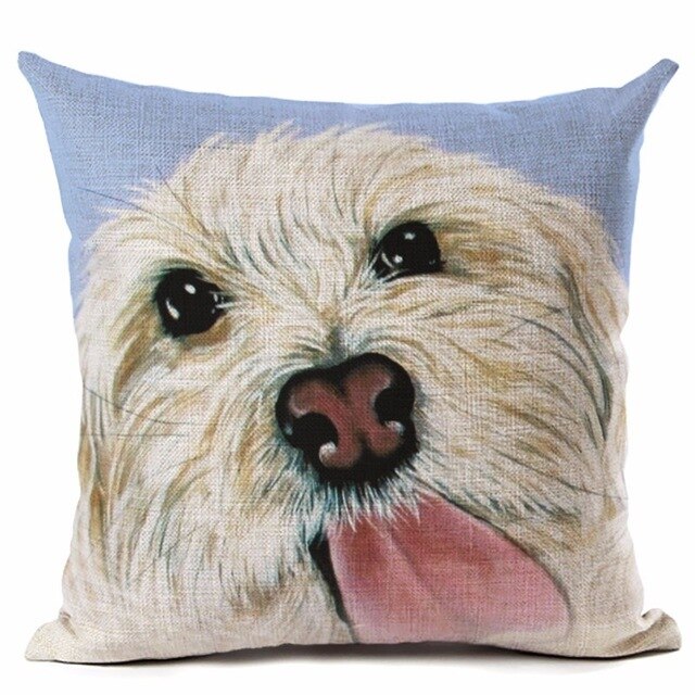 Big Head DOG Printed Linen Cotton Cushion Cover Square Home Decor Homeware Throw Pillow Cases Bedroom Sofa Decorative Cojines