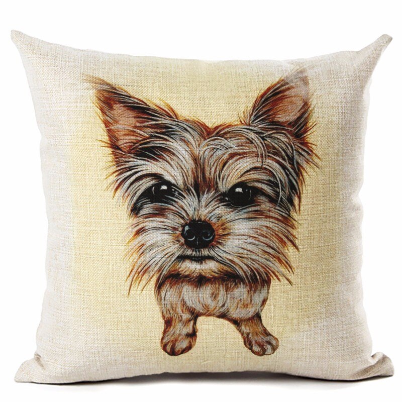 High Quality lovely Big Head DOG Printed Linen Cotton Square Home Decor Homeware Throw Pillow Cushion Cojines Almohadas