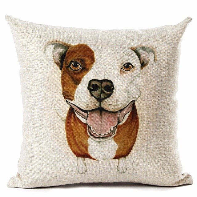 High Quality lovely Big Head DOG Printed Linen Cotton Square Home Decor Homeware Throw Pillow Cushion Cojines Almohadas