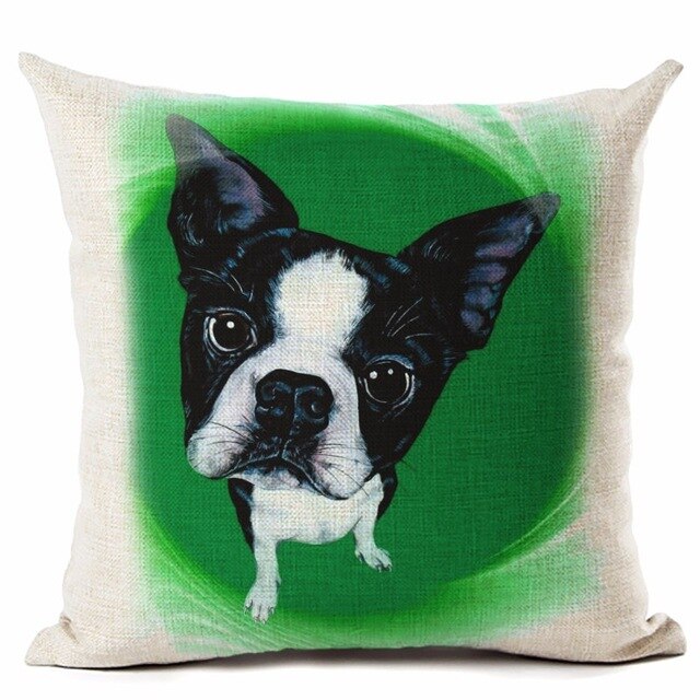 High Quality lovely Big Head DOG Printed Linen Cotton Square Home Decor Homeware Throw Pillow Cushion Cojines Almohadas