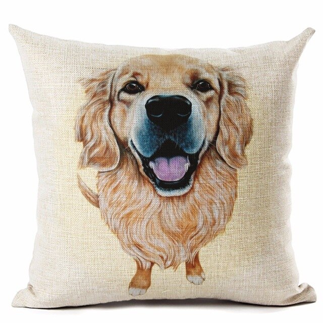 High Quality lovely Big Head DOG Printed Linen Cotton Square Home Decor Homeware Throw Pillow Cushion Cojines Almohadas