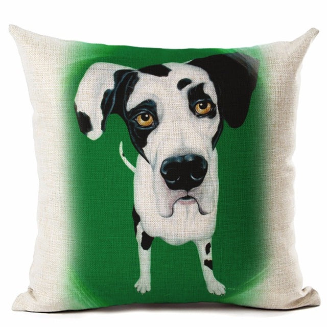 High Quality lovely Big Head DOG Printed Linen Cotton Square Home Decor Homeware Throw Pillow Cushion Cojines Almohadas