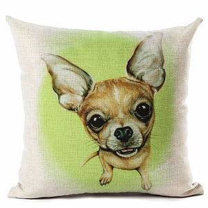 High Quality lovely Big Head DOG Printed Linen Cotton Square Home Decor Homeware Throw Pillow Cushion Cojines Almohadas