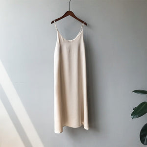 Spring summer 2019 Woman Tank Dress Casual Satin Sexy Camisole Elastic Female Home Beach Dresses v-neck camis sexy dress